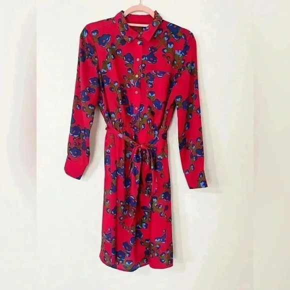 J Crew Collection A Line Shirt Dress Lattice Floral - Picture 2 of 6